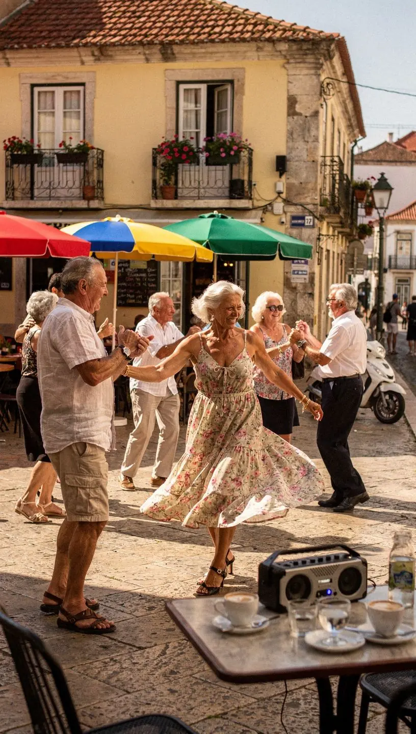 Active aging participants enjoying a dance session.