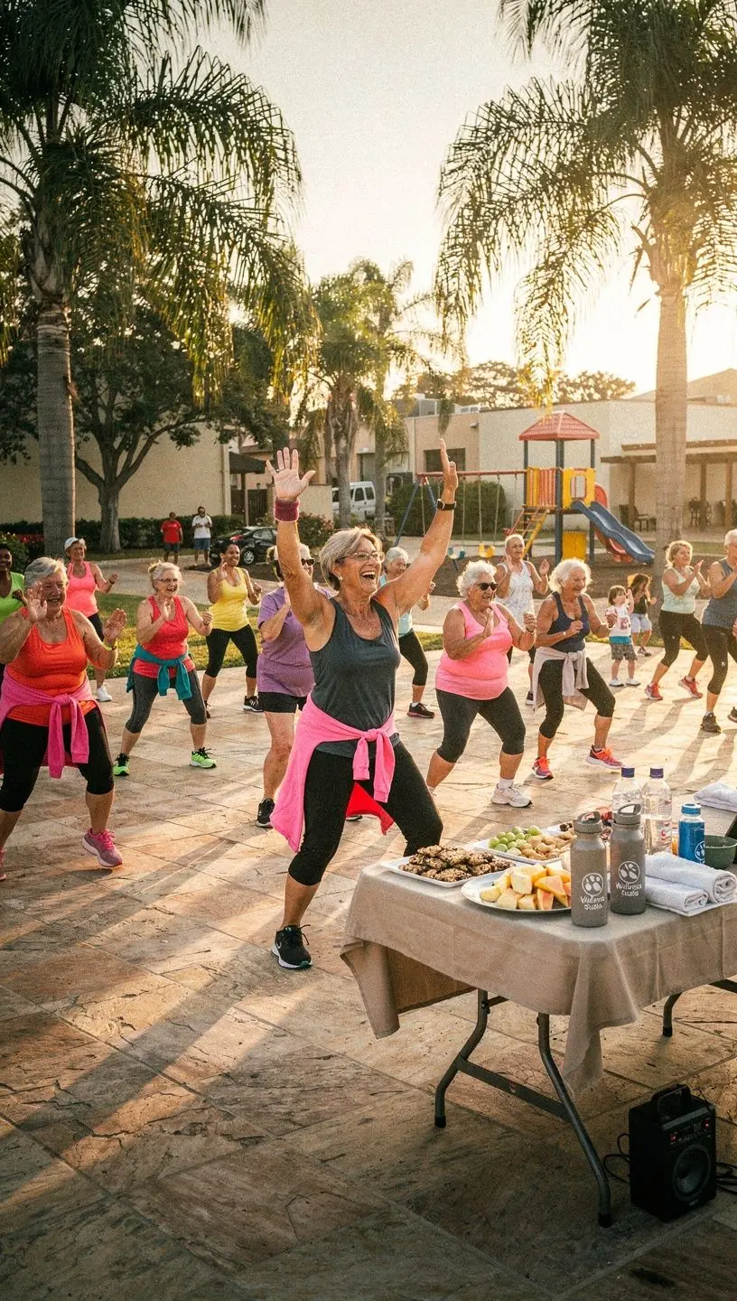 Older adults enjoying social dance at coaching studio